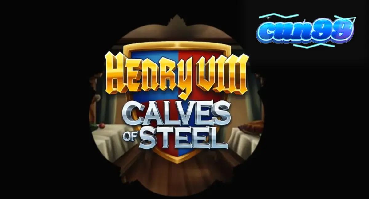 Henry 8th Calves of Steel slot game interface featuring gym-themed Tudor characters